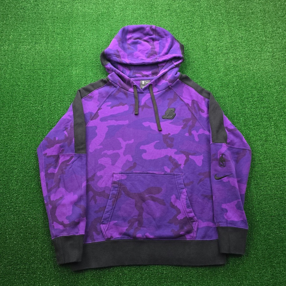 Los Angeles Lakers Nike Hoodie Sweatshirt Mens‎ Large Purple Camo NBA BQ5029-504